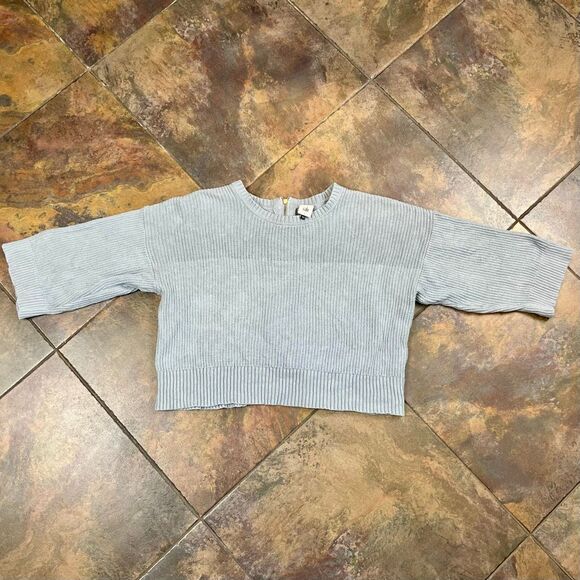 Cabi Fair Play Ribbed Blue Reversible Knit Sweater Large - Picture 3 of 13